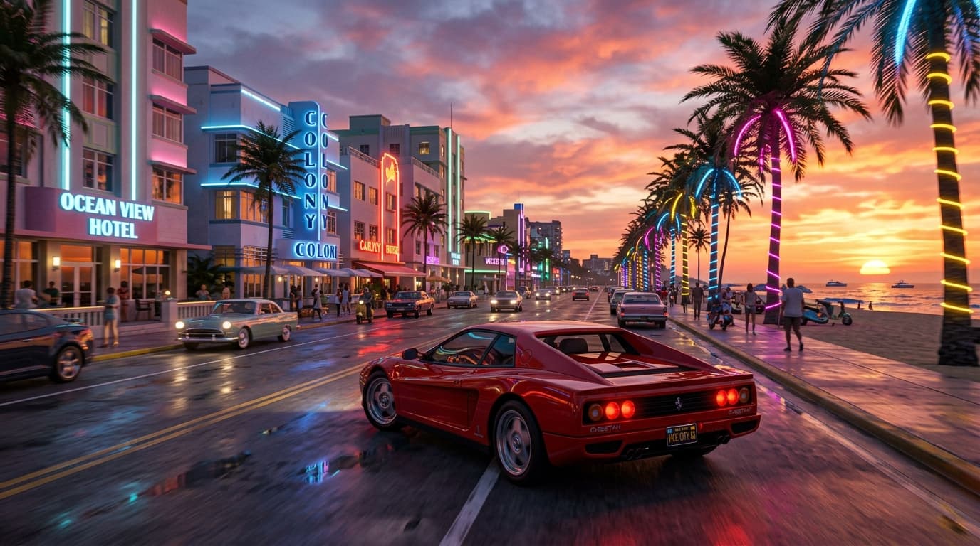 Red Grotti Cheetah parked in front of Starfish Island mansion